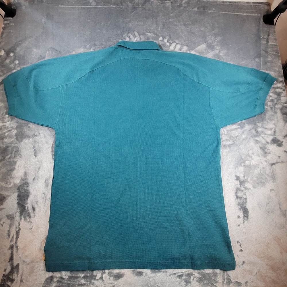 VTG Kayak Mens Glacier Teal Blue Waffle Knit Cotton Polo Shirt 121-153 L NWT - Picture 8 of 10